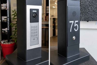 porttelefon integrerad i stolpen